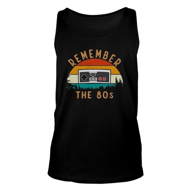 Vintage Sunset Retro Style Pine Gamer Remember The 80S Unisex Tank Top