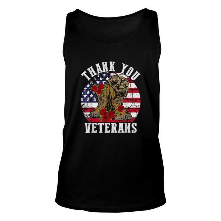 Vintage Thank You Veterans Combat Boots Flower Veterans Day Tank Top