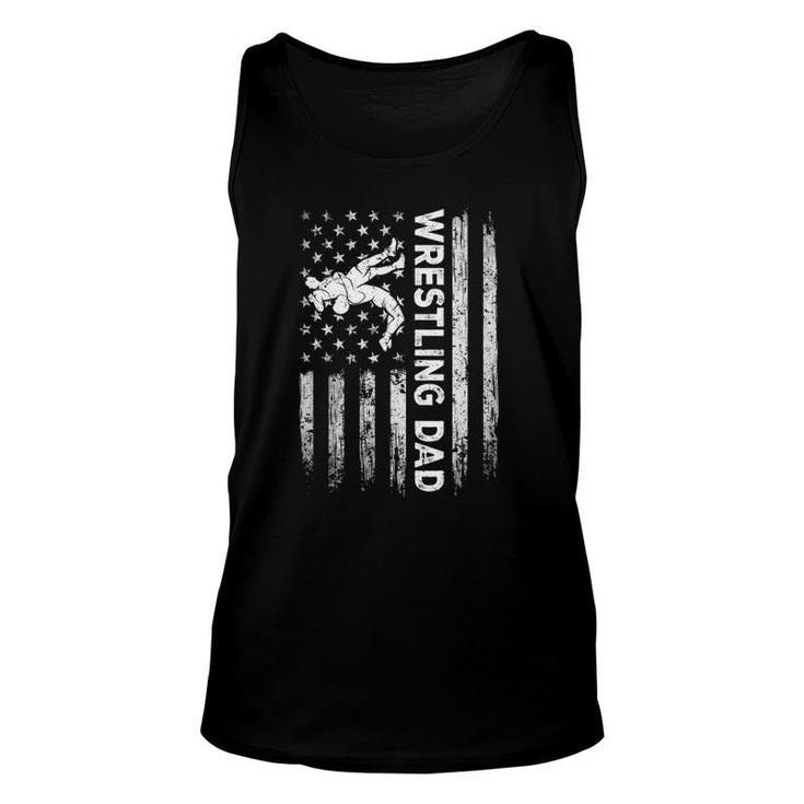 Vintage Wrestling Dad Usa Flag Retro Fathers Day Daddy Papa Unisex Tank Top