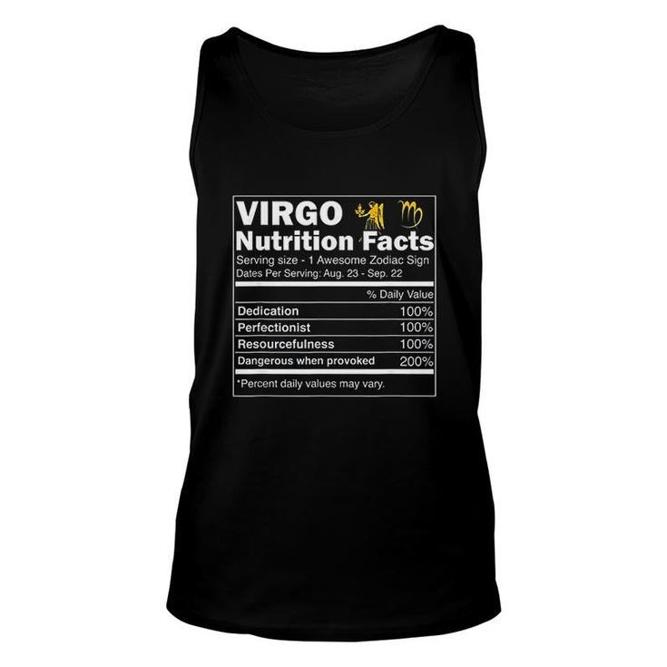Virgo Nutrition Facts Zodiac Sign Horoscope Unisex Tank Top