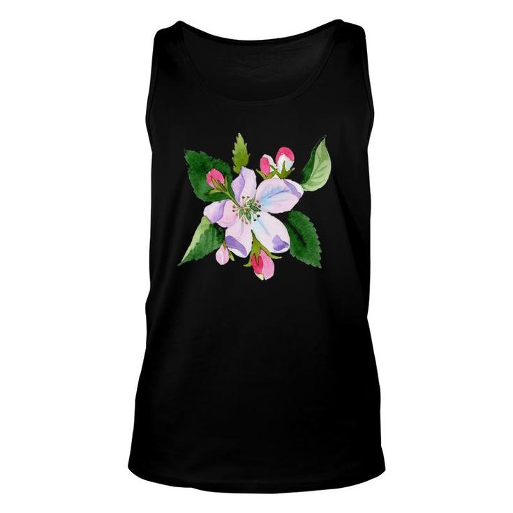 Watercolor Apple Blossom Flower Graphic Unisex Tank Top