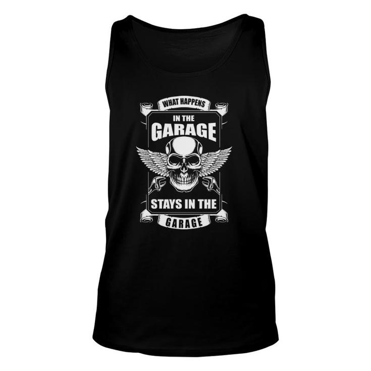 What Happens In The Garage Stays In The Garage  Unisex Tank Top