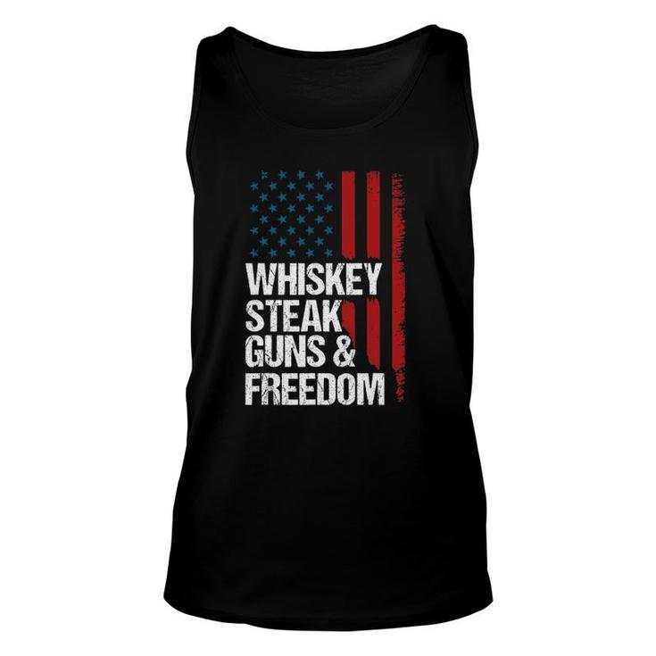 Whiskey Steak Guns & Freedom Patriotic Dad Grandpa Us Flag Unisex Tank Top