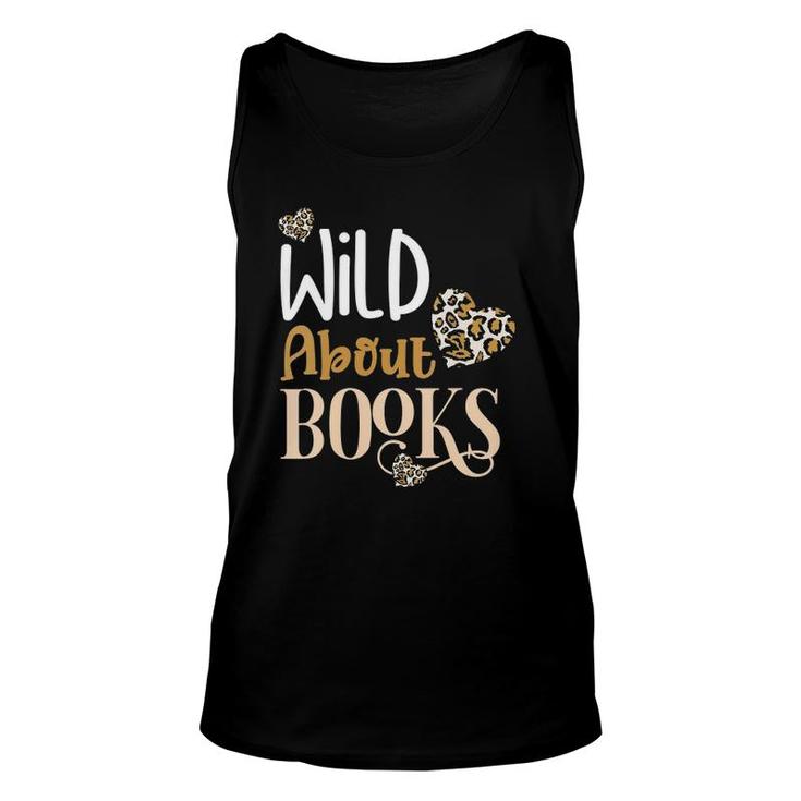 Womens Wild About Books Leopard I Love Reading Book Lover V-Neck Tank Top