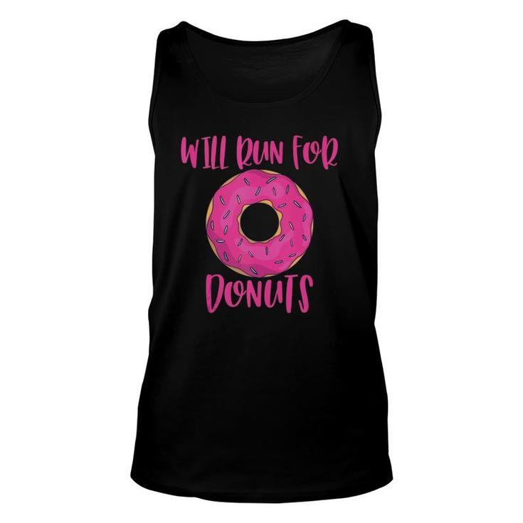 Will Run For Donuts Funny Doughnut Runner Gift  Unisex Tank Top