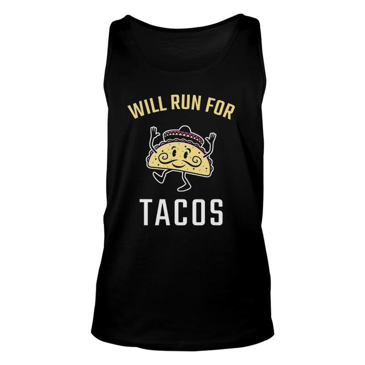 Will Run For Tacos Funny Runner Running Unisex Tank Top