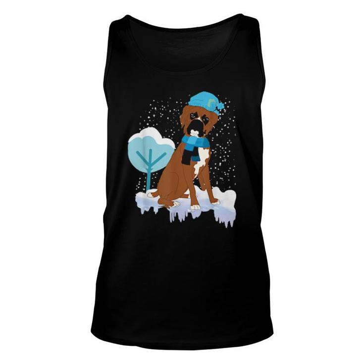 Winter Dog Snowing Snowflakes Dog Owner Cute Pet Boxer  Unisex Tank Top
