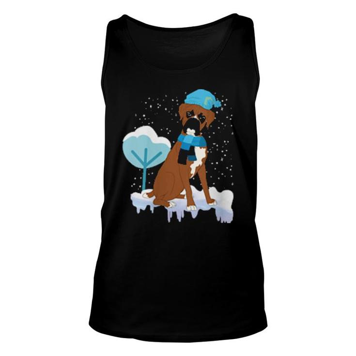 Womens Winter Dog Snowing Snowflakes Dog Owner Cute Pet Boxer Tank Top