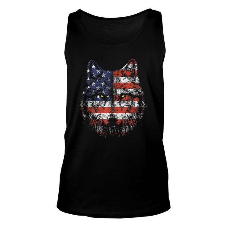 Wolf American Flag July 4Th Tank Top Unisex Tank Top