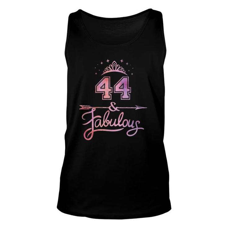 Women 44 Years Old And Fabulous Happy 44Th Birthday Unisex Tank Top