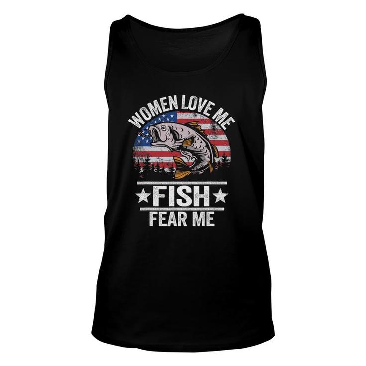 Women Love Me Fish Fear Me Men Vintage Funny Bass Fishing Unisex Tank Top