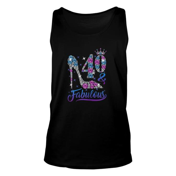 Womens 40 And Fabulous Stepping Into My 40th Birthday Gift Womens  Unisex Tank Top