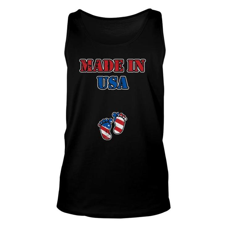 Womens 4Th Of July Pregnancy Announcement Baby Made In Usa  Unisex Tank Top