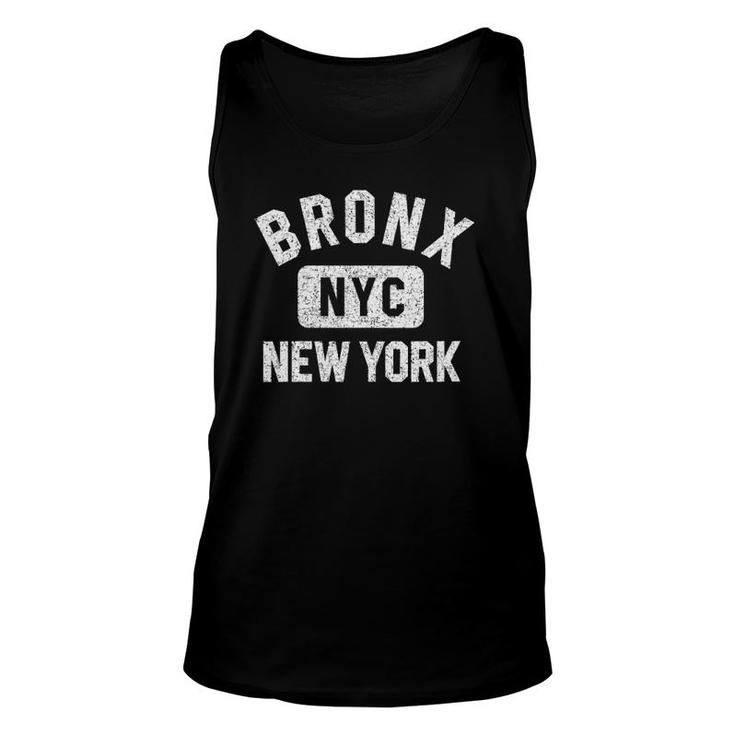 Womens Bronx Nyc Gym Style Distressed White Print V-Neck Unisex Tank Top