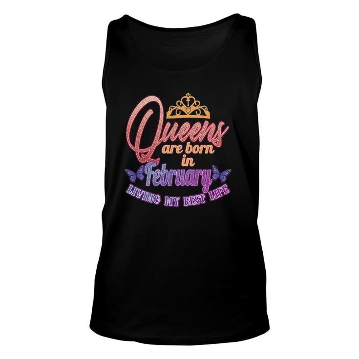 Womens February Birthday For Women Queens February Born Unisex Tank Top