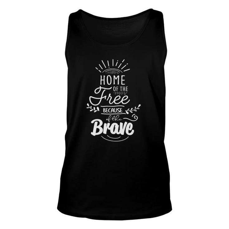 Womens Home Of The Free Because Of The Brave V-Neck Unisex Tank Top