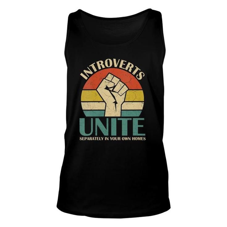 Womens Introverts Unite Separately In Your Own Homes Funny  Unisex Tank Top