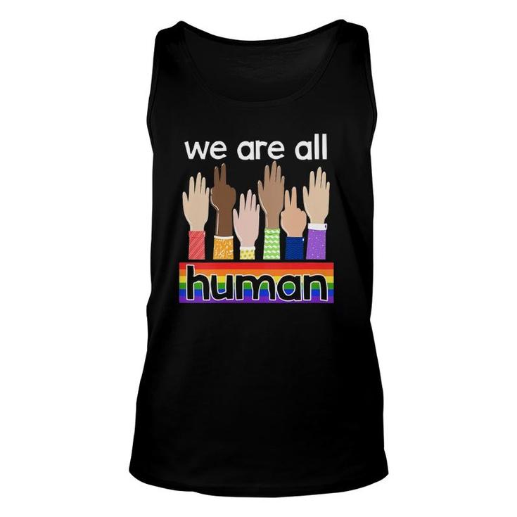 Womens Lgbtq We Are All Human V-Neck Unisex Tank Top