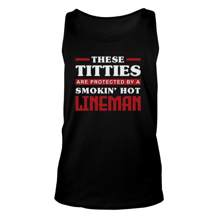 Womens Lineman Wives Lineworker Funny Lineman Wife Unisex Tank Top