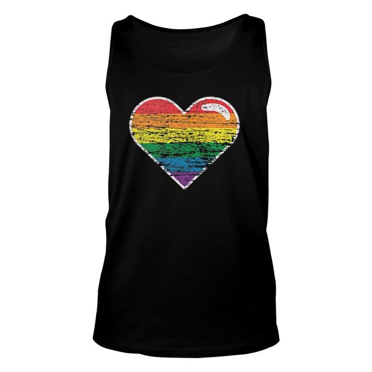 Womens Rainbow Heart Lgbtq Gay Pride Month Lgbt V-Neck Unisex Tank Top
