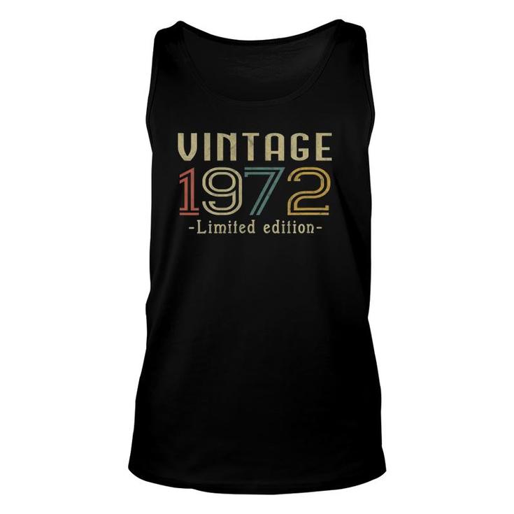 Womens Vintage 1972 50Th Birthday 50 Years Old Gift V-Neck Unisex Tank Top