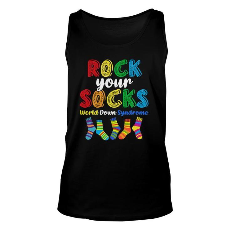 World Down Syndrome Rock Your Socks Awareness Ds Month Unisex Tank Top
