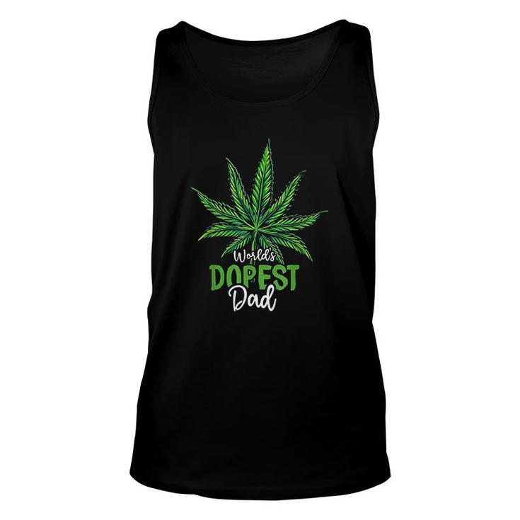 Worlds Green Dopest Dad Cannabis Leaf Weed Marijuana Fathers Day Unisex Tank Top