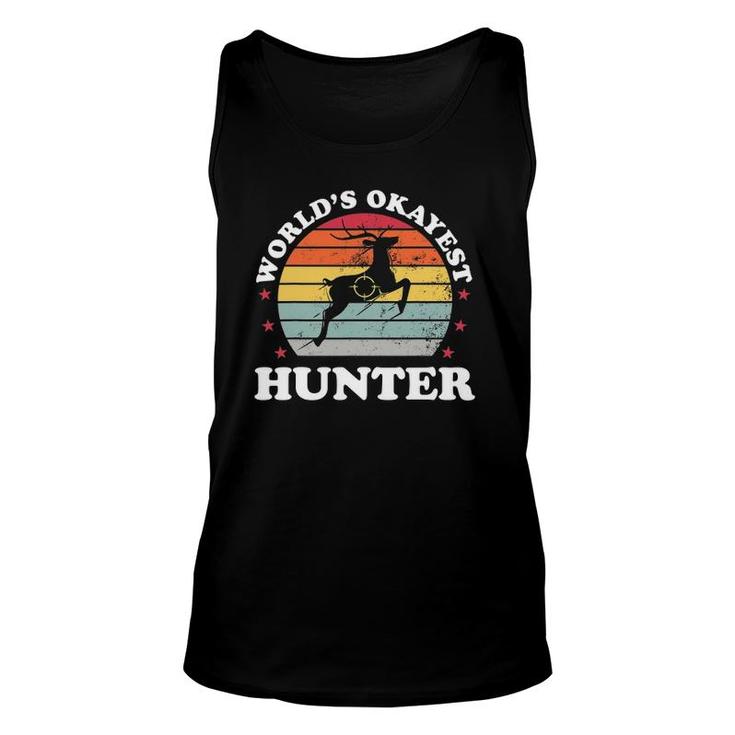 World's Okayest Hunter Deer Bow Hunting Funny Dad Mens Unisex Tank Top