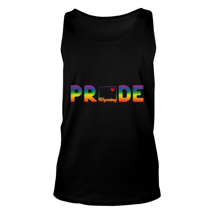 Wyoming Pride With State Outline In Rainbow Colors Unisex Tank Top