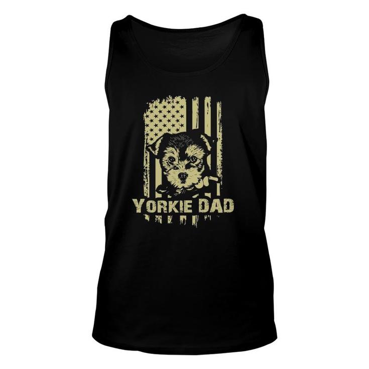 Yorkie Dad Cool Proud American Flag Father's Day Gift Unisex Tank Top