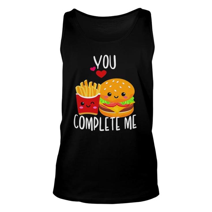 You Complete Me Cute Kawaii Burger & Fries Valentine Couple Unisex Tank Top