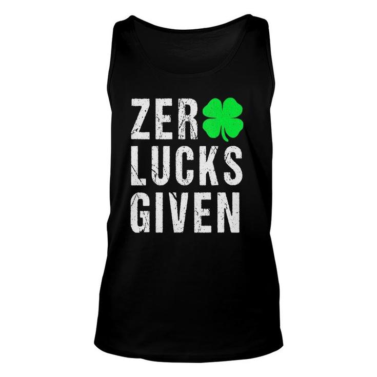Womens Zero Lucks Given Irish Sayings Adults Saint Patrick's Day V-Neck Tank Top