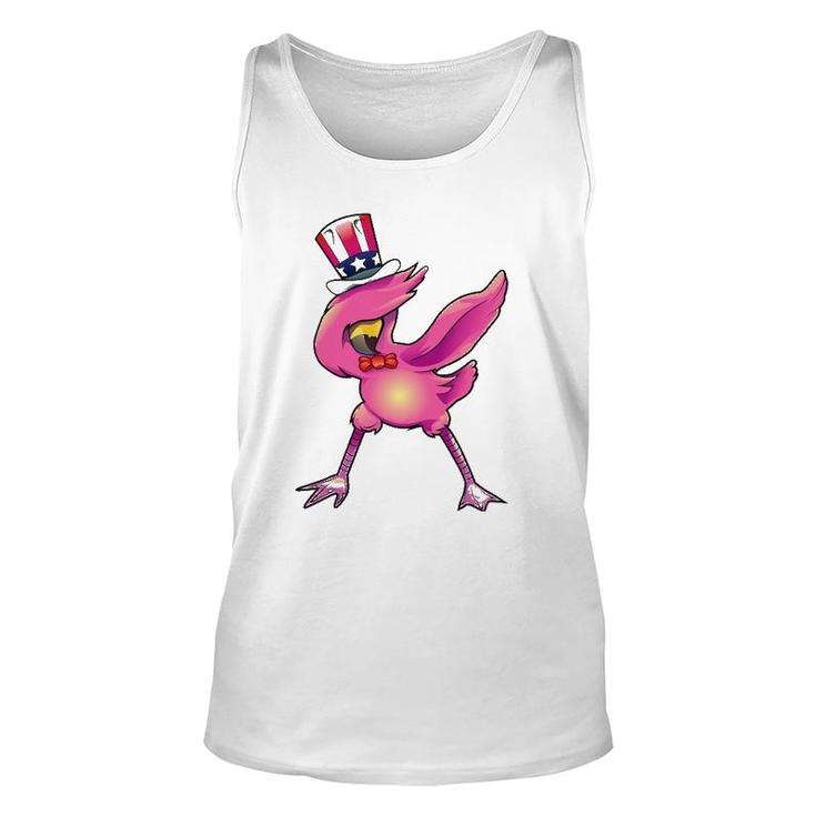 4Th Of July Dabbing Flamingo  Funny American Flag Unisex Tank Top