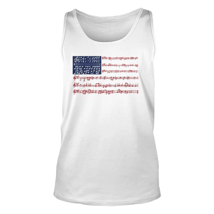 4Th Of July National Anthem Music Note Usa Flag Men Unisex Tank Top