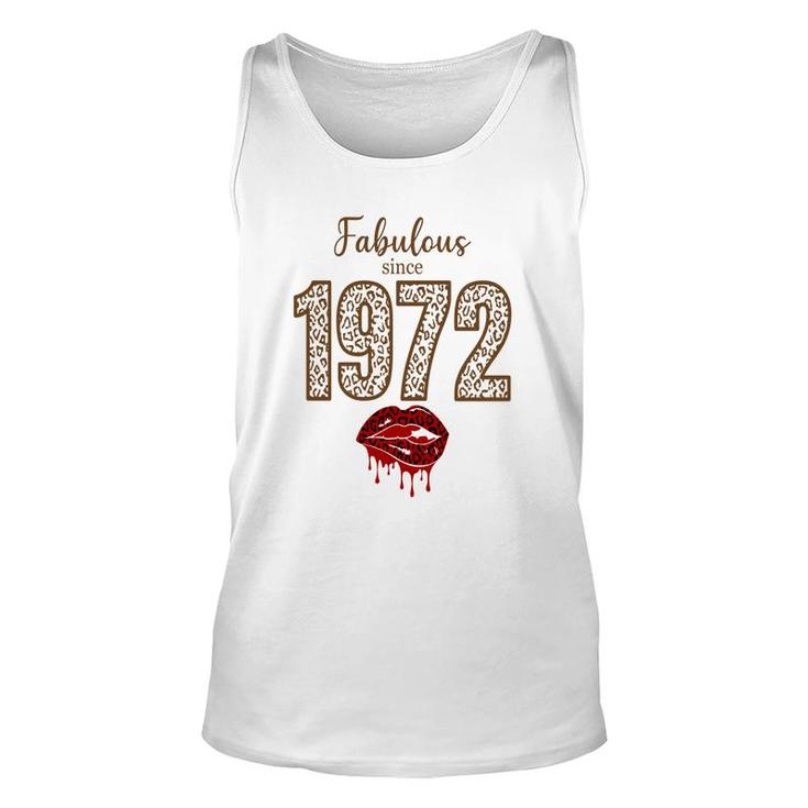 50Th Birthday Gift Fabulous Since 1972 Leopard Red Lips Unisex Tank Top