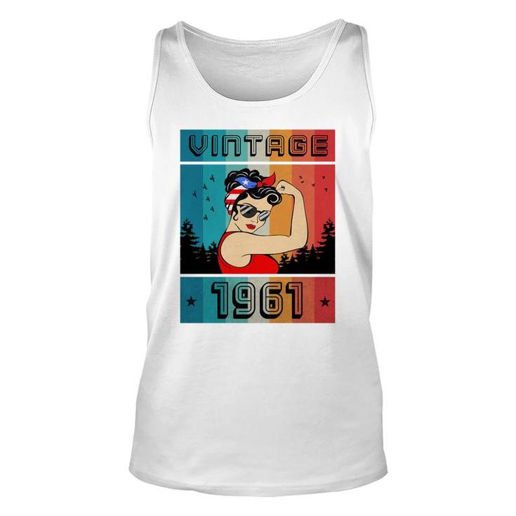 61Th Birthday Gift 61 Years Old For Women Retro Vintage 1961   Unisex Tank Top