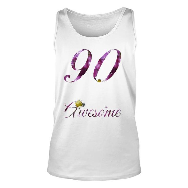 Womens 90 Years Old Awesome Floral 1932 90Th Birthday Tank Top
