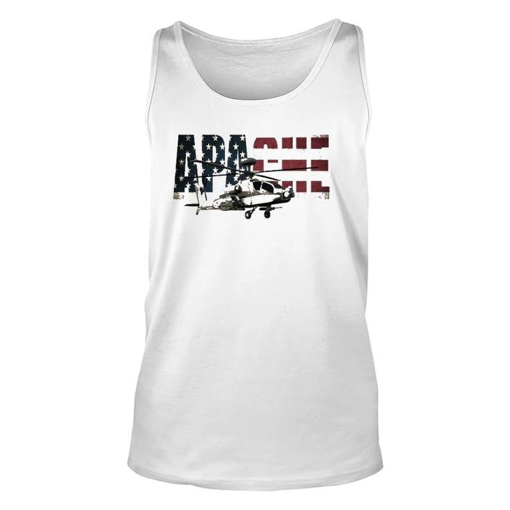 Ah-64 Ah64 Apache Helicopter Us American Flag T  Unisex Tank Top