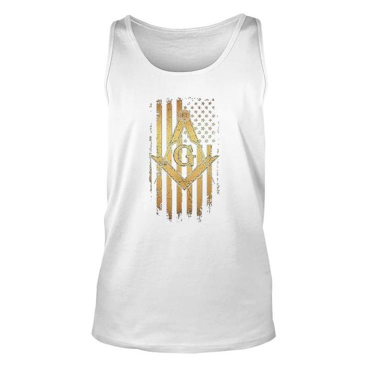 American Flag Square And Compass Unisex Tank Top