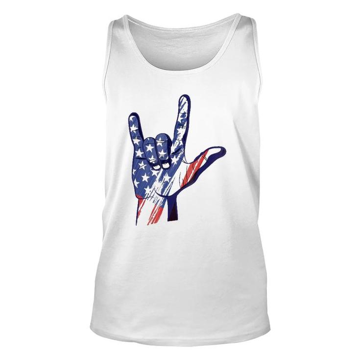 American Sign Language Asl I Love You Patriotic Deaf Pride Unisex Tank Top