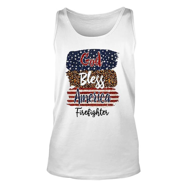 American Usa Flag God Bless America Firefighter 4Th Of July Unisex Tank Top