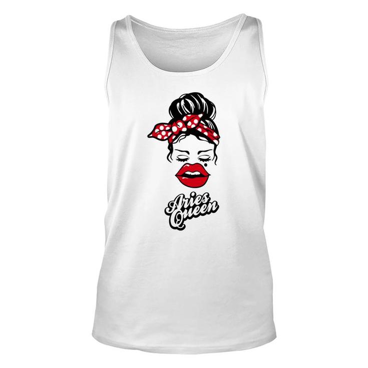 Aries Girls Aries Queen With Red Lip Gift Birthday Gift Unisex Tank Top