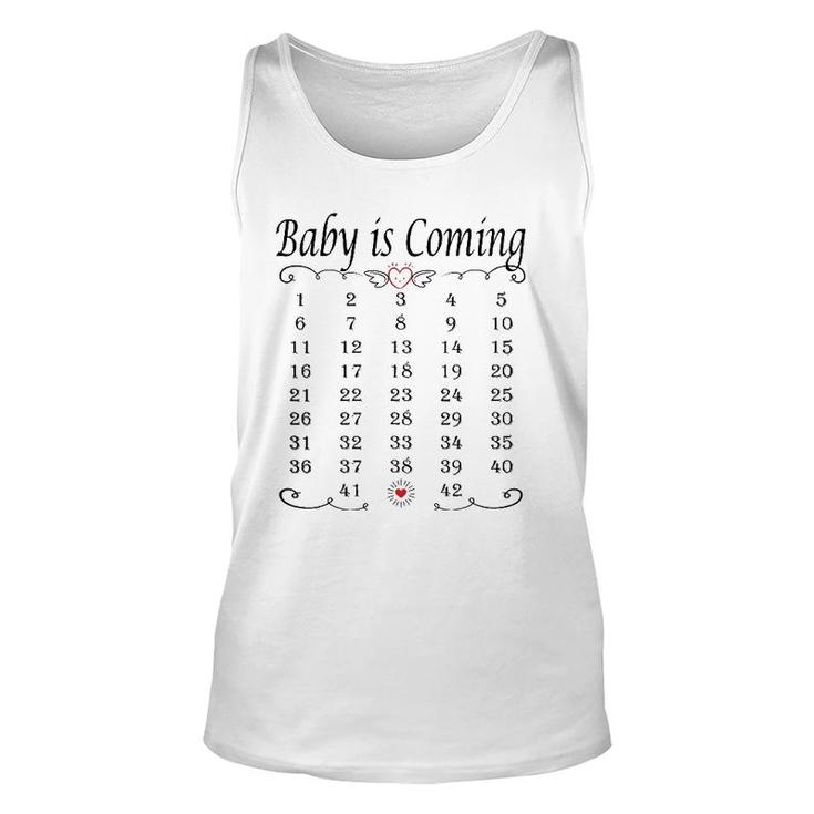 Baby Is Coming Calendar Pregnancy Memory Funny Announcement Unisex Tank Top