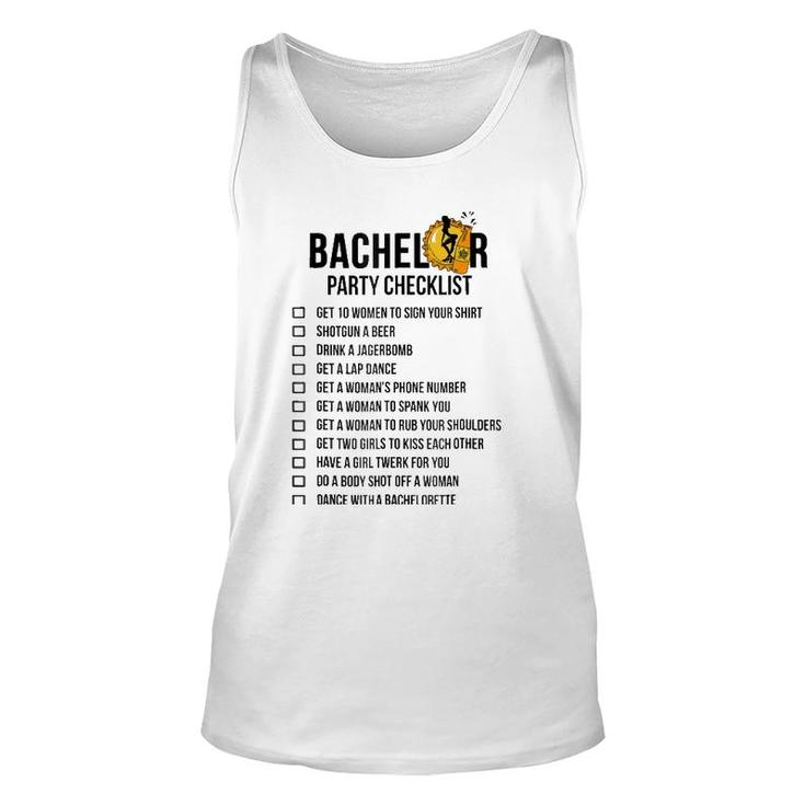 Bachelor Party Checklist - Getting Married Tee For Men Unisex Tank Top