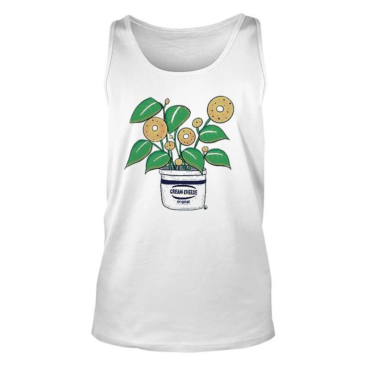 Bagel Plant In A Cream Cheese Planter Funny Unisex Tank Top