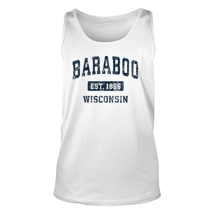 Baraboo Wisconsin Wi Vintage Sports Design Navy Unisex Tank Top