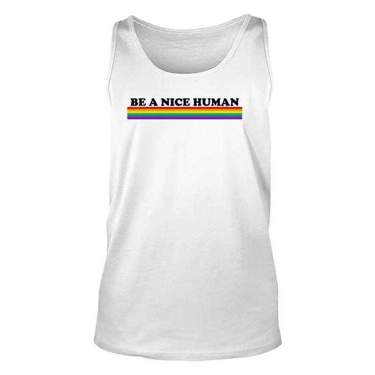 Be A Nice Human Inspirational Rainbow Unisex Tank Top