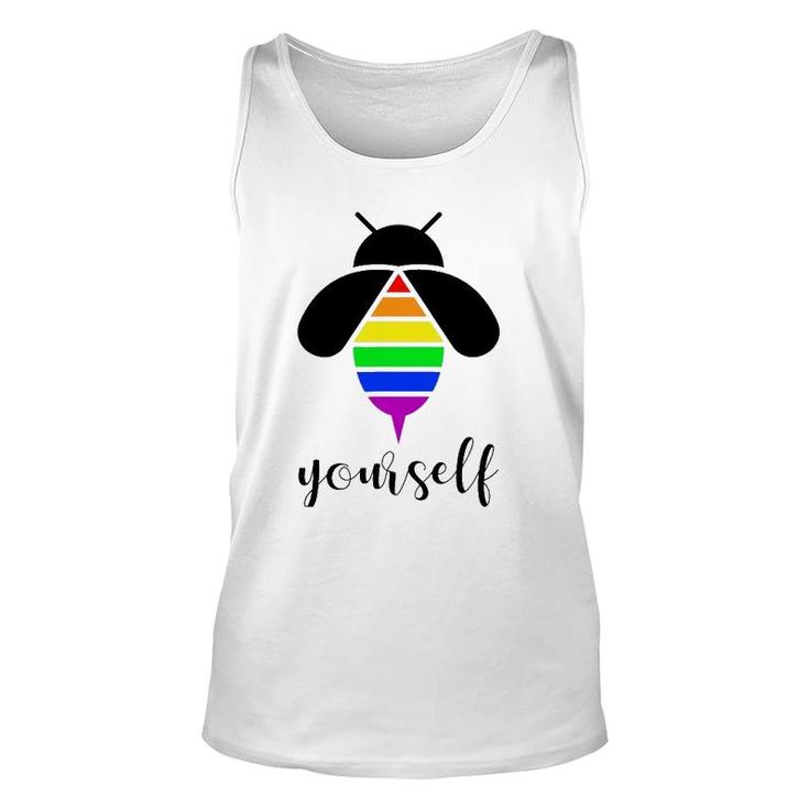 Be Yourself  Gay Pride Lgbtq Funny Rainbow Bee Unisex Tank Top