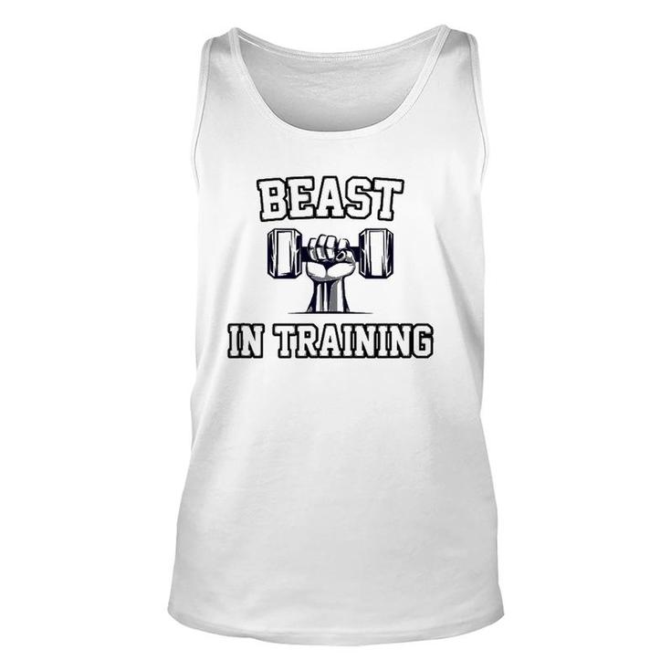 Beast In Training Son Bodybuilder Workout Dad Matching Unisex Tank Top
