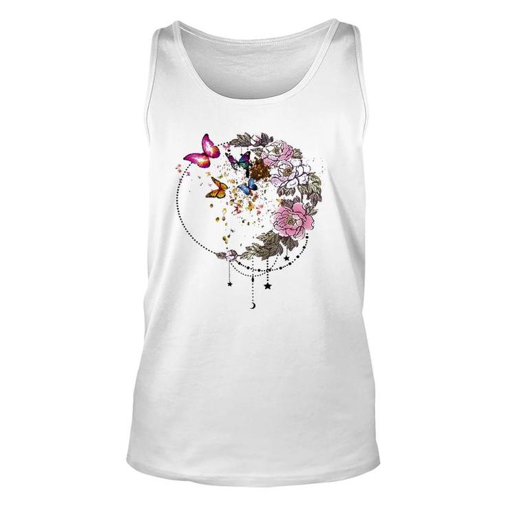 Beautiful Butterfly With Flower Unisex Tank Top